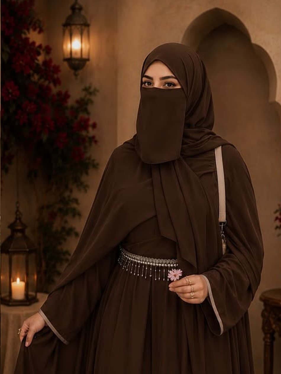 Mocha Aura Luxury abaya in Mocha Brown, Luxury flowy crepe